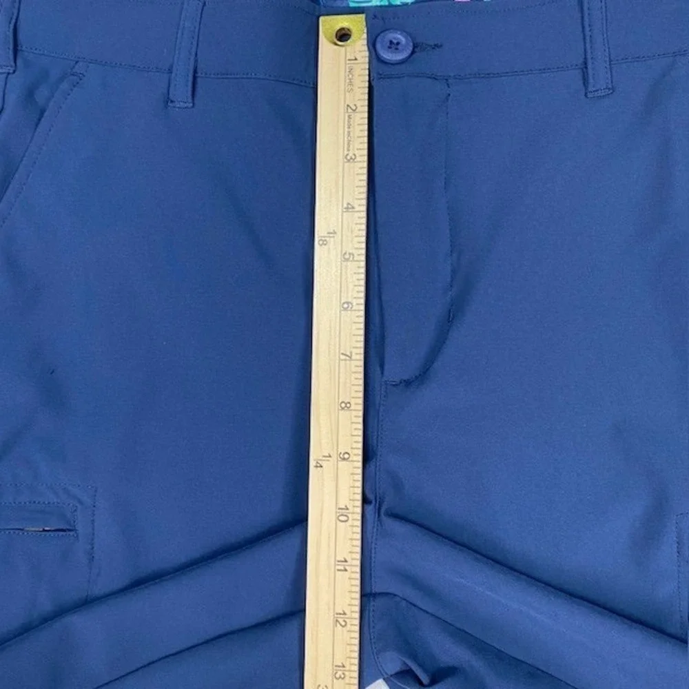 Birdie Bound‎ Mens Navy Blue Performance Golf Cargo Shorts Size 34 Tropical Trim